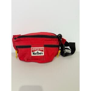 Vtg 90's Marlboro Adventure Team Red Fanny Pack 3 Pocket, missing canteen